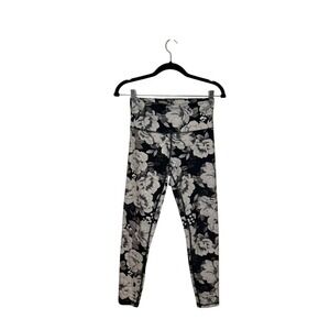 Jessica Simpson ACTIVE‎ Floral Print Leggings Women's S Black White High Rise